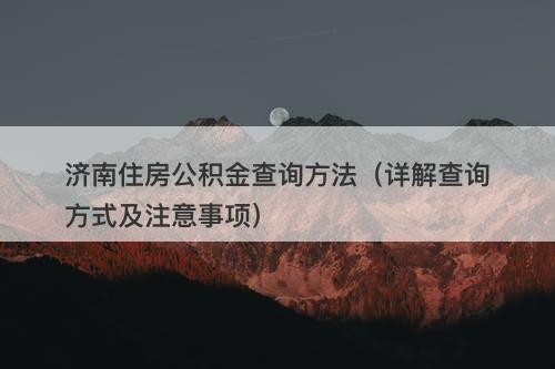 济南住房公积金查询方法（详解查询方式及注意事项）