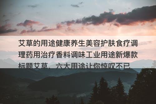 艾草的用途健康养生美容护肤食疗调理药用治疗香料调味工业用途新爆款标题艾草，六大用途让你惊叹不已