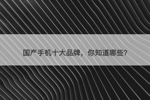 国产手机十大品牌，你知道哪些？