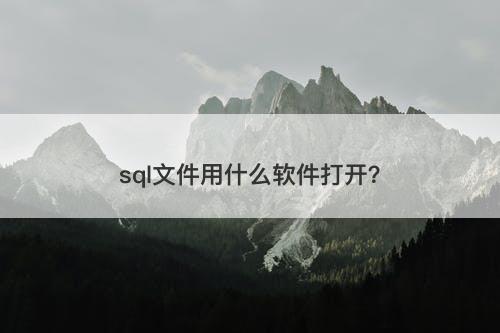 sql文件用什么软件打开？