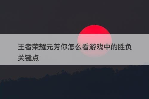 王者荣耀元芳你怎么看游戏中的胜负关键点