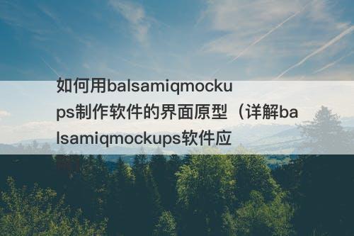 如何用balsamiqmockups制作软件的界面原型（详解balsamiqmockups软件应用）