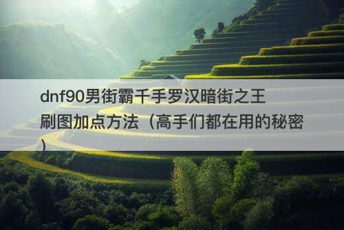 dnf90男街霸千手罗汉暗街之王刷图加点方法（高手们都在用的秘密）