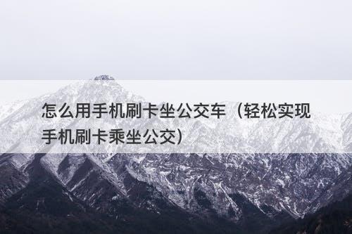 怎么用手机刷卡坐公交车（轻松实现手机刷卡乘坐公交）