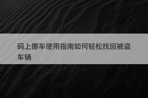 码上挪车使用指南如何轻松找回被盗车辆