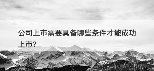 公司上市需要具备哪些条件才能成功上市？