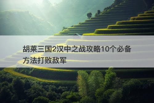 胡莱三国2汉中之战攻略10个必备方法打败敌军