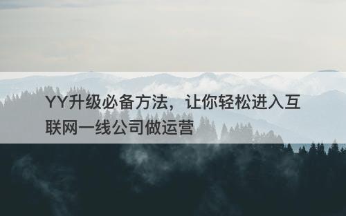 YY升级必备方法，让你轻松进入互联网一线公司做运营