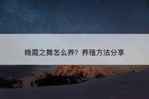 晚霞之舞怎么养？养殖方法分享