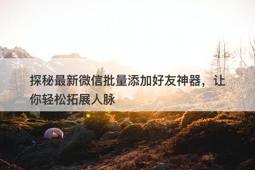 探秘最新微信批量添加好友神器，让你轻松拓展人脉