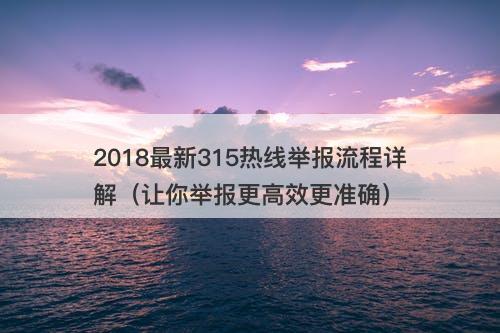 2018最新315热线举报流程详解（让你举报更高效更准确）
