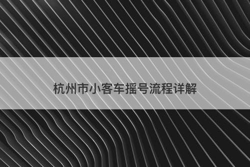 杭州市小客车摇号流程详解