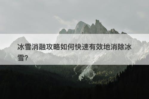 冰雪消融攻略如何快速有效地消除冰雪？