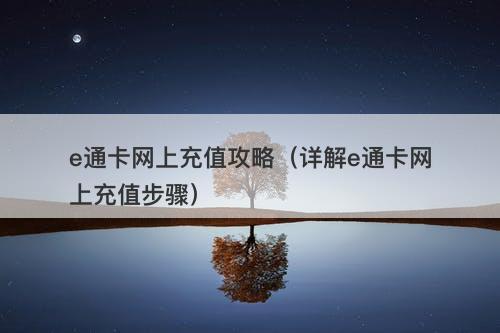 e通卡网上充值攻略（详解e通卡网上充值步骤）