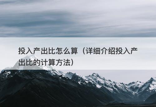 投入产出比怎么算（详细介绍投入产出比的计算方法）