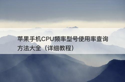 苹果手机CPU频率型号使用率查询方法大全（详细教程）