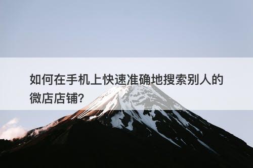 如何在手机上快速准确地搜索别人的微店店铺？