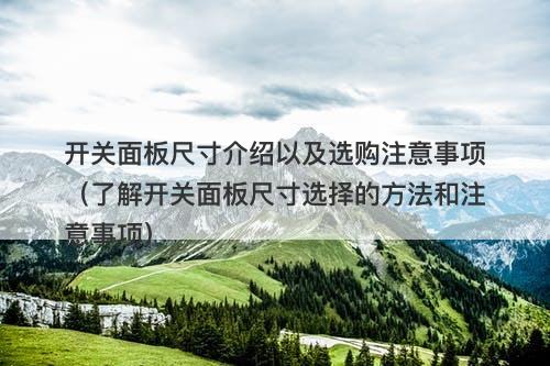 开关面板尺寸介绍以及选购注意事项（了解开关面板尺寸选择的方法和注意事项）