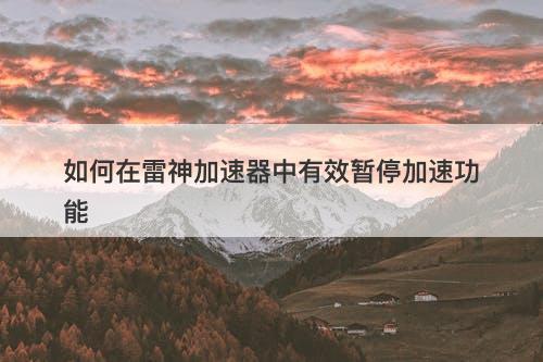 如何在雷神加速器中有效暂停加速功能