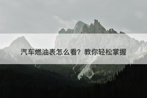 汽车燃油表怎么看？教你轻松掌握