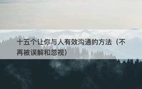 十五个让你与人有效沟通的方法（不再被误解和忽视）