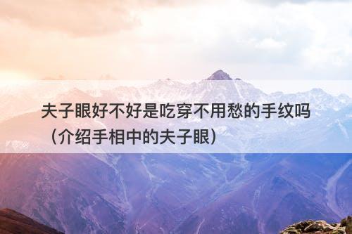 夫子眼好不好是吃穿不用愁的手纹吗（介绍手相中的夫子眼）