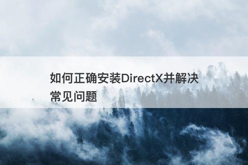 如何正确安装DirectX并解决常见问题