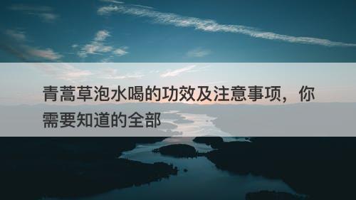 青蒿草泡水喝的功效及注意事项，你需要知道的全部