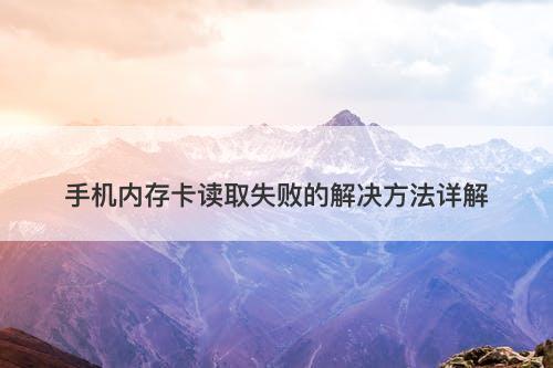 手机内存卡读取失败的解决方法详解
