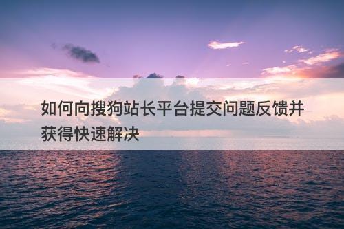如何向搜狗站长平台提交问题反馈并获得快速解决