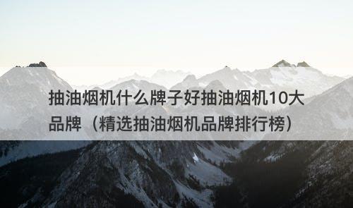 抽油烟机什么牌子好抽油烟机10大品牌（精选抽油烟机品牌排行榜）