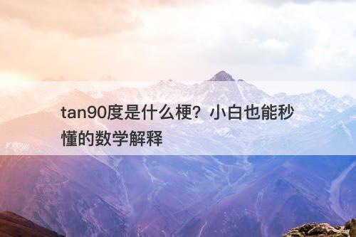 tan90度是什么梗？小白也能秒懂的数学解释