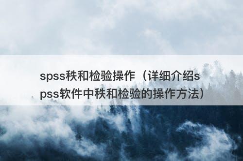 spss秩和检验操作（详细介绍spss软件中秩和检验的操作方法）