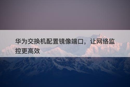 华为交换机配置镜像端口，让网络监控更高效