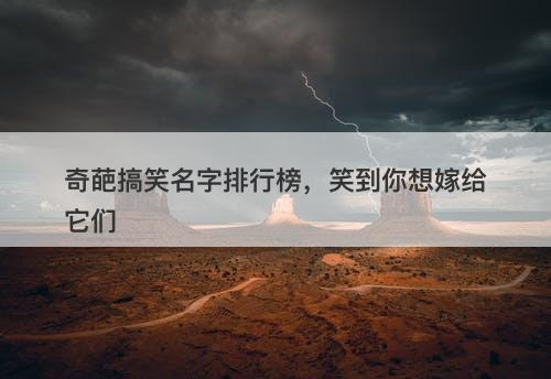 奇葩搞笑名字排行榜，笑到你想嫁给它们