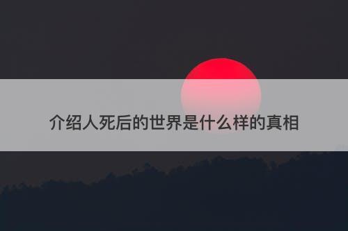 介绍人死后的世界是什么样的真相