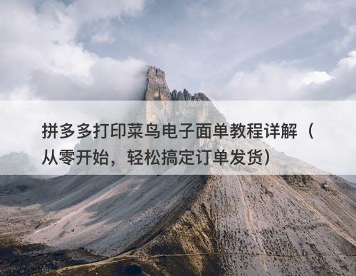 拼多多打印菜鸟电子面单教程详解（从零开始，轻松搞定订单发货）