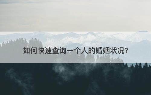 如何快速查询一个人的婚姻状况？