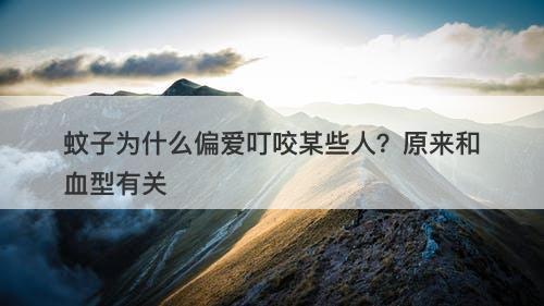 蚊子为什么偏爱叮咬某些人？原来和血型有关