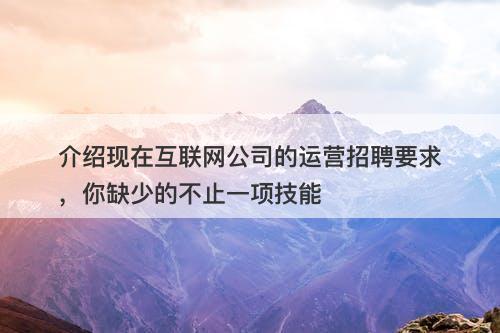 介绍现在互联网公司的运营招聘要求，你缺少的不止一项技能