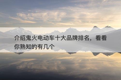 介绍鬼火电动车十大品牌排名,看看你熟知的有几个