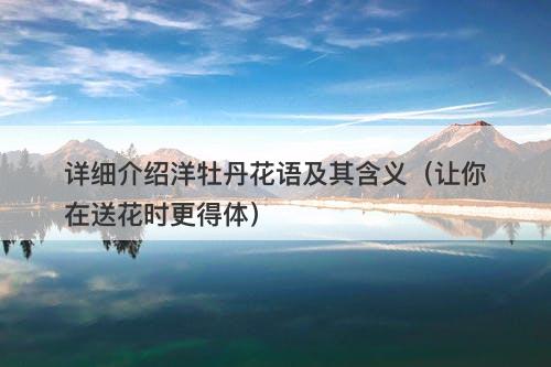 详细介绍洋牡丹花语及其含义(让你在送花时更得体)