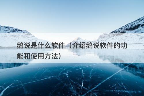 鹅说是什么软件（介绍鹅说软件的功能和使用方法）