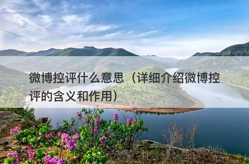 微博控评什么意思（详细介绍微博控评的含义和作用）