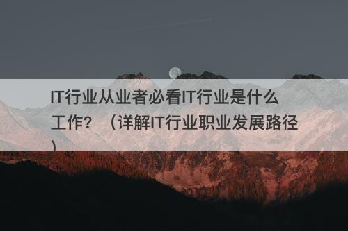 IT行业从业者必看IT行业是什么工作?(详解IT行业职业发展路径)