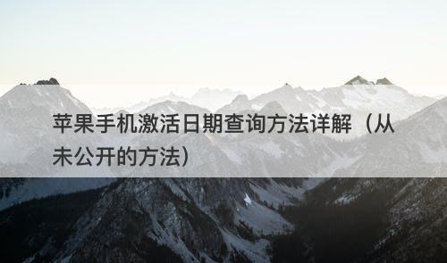 苹果手机激活日期查询方法详解（从未公开的方法）