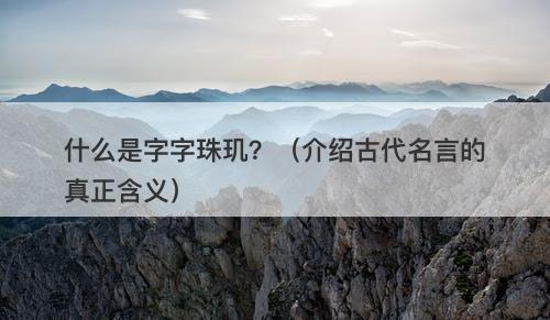 什么是字字珠玑?(介绍古代名言的真正含义)