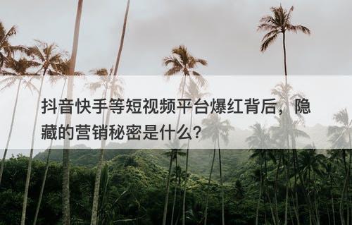 抖音快手等短视频平台爆红背后，隐藏的营销秘密是什么？