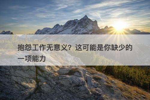抱怨工作无意义？这可能是你缺少的一项能力