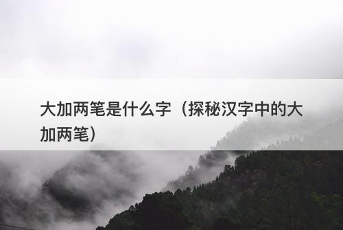 大加两笔是什么字(探秘汉字中的大加两笔)
